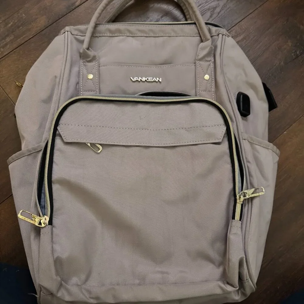 Vankean 16” Laptop Backpack WaterProof Carry-on Dusty Pink RFID Pocket Luggage